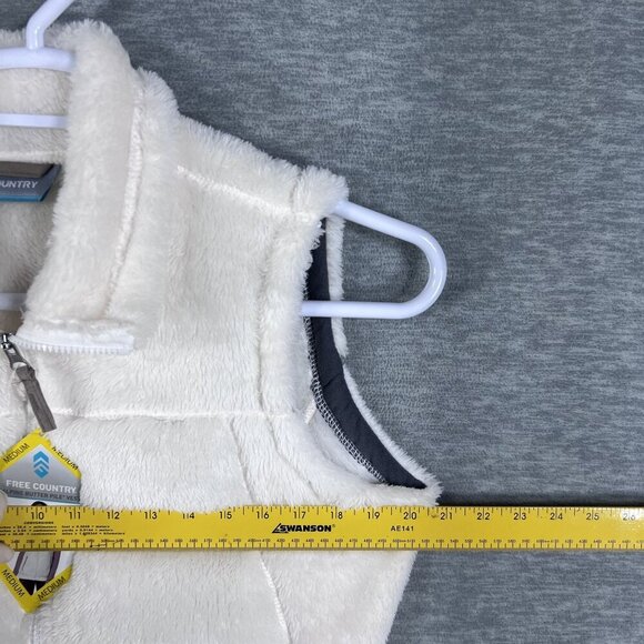 Free Country NWT Womens M Cream Alpine Butter Pile Fleece Zip Pockets Teddy Vest - Picture 9 of 16